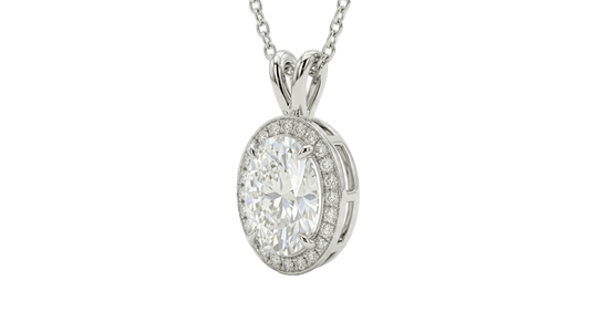 18K White Gold Oval Lab Grown Diamond Pendant