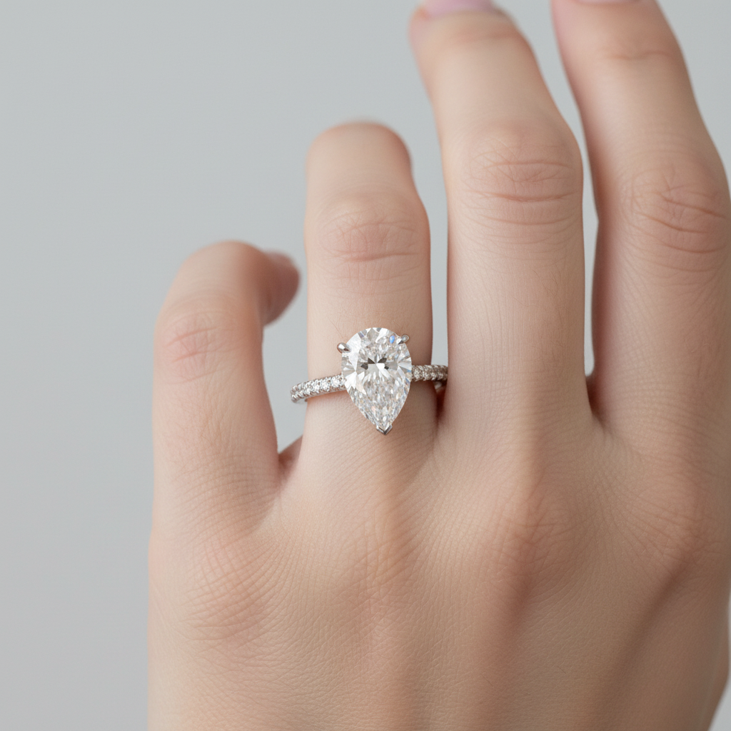 Diamond ring on a finger