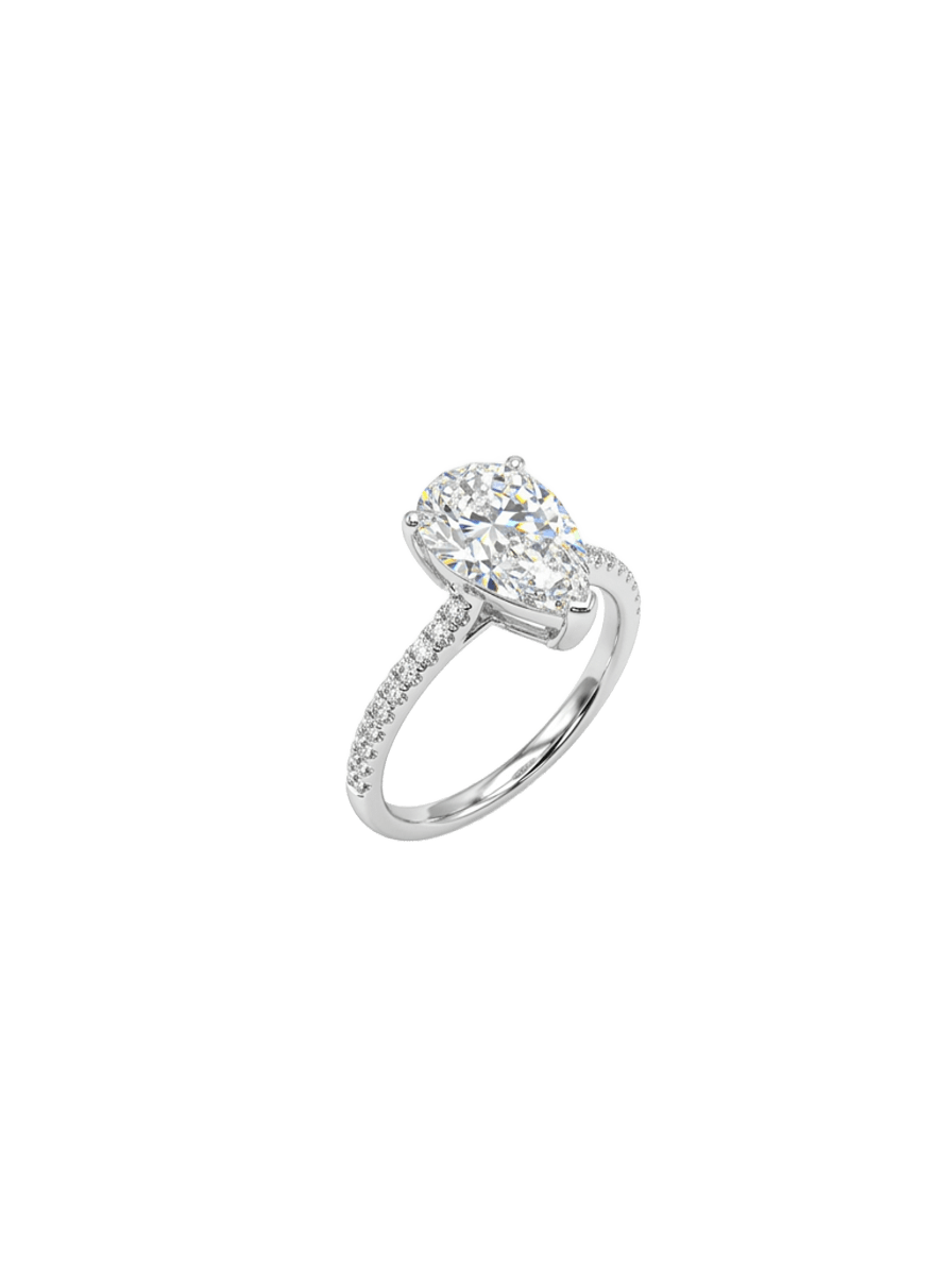 18K White Gold Pear Shape Lab Grown Diamond Ring