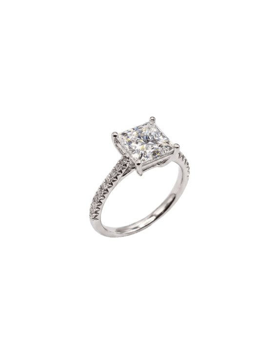 18K White Gold Princess Cut Lab Grown Diamond Ring