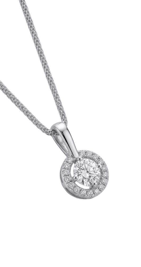 18K White Gold Round Lab Grown Diamond Pendant
