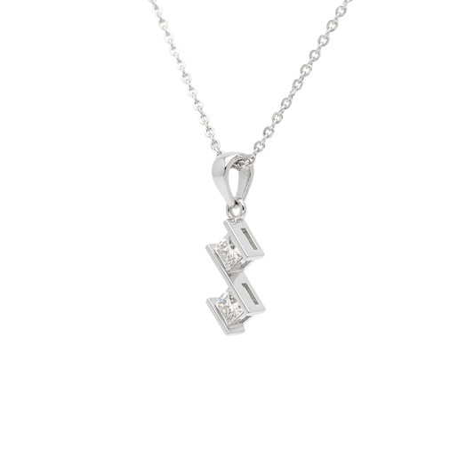 18K White Gold Dual Princess-Cut Lab-Grown Diamond Pendant