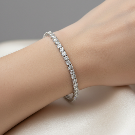 18K White Gold Diamond Tennis Lab Grown Diamond Bracelet