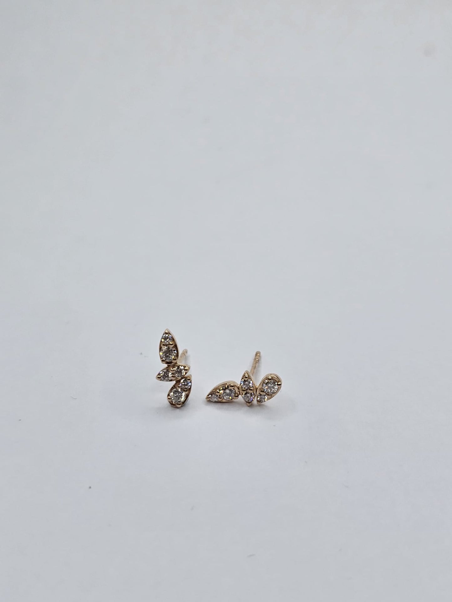 18K yellow gold lab grown diamond butterfly pavé stud earrings, 0.35ct, 12 round brilliant stones — Karat HK