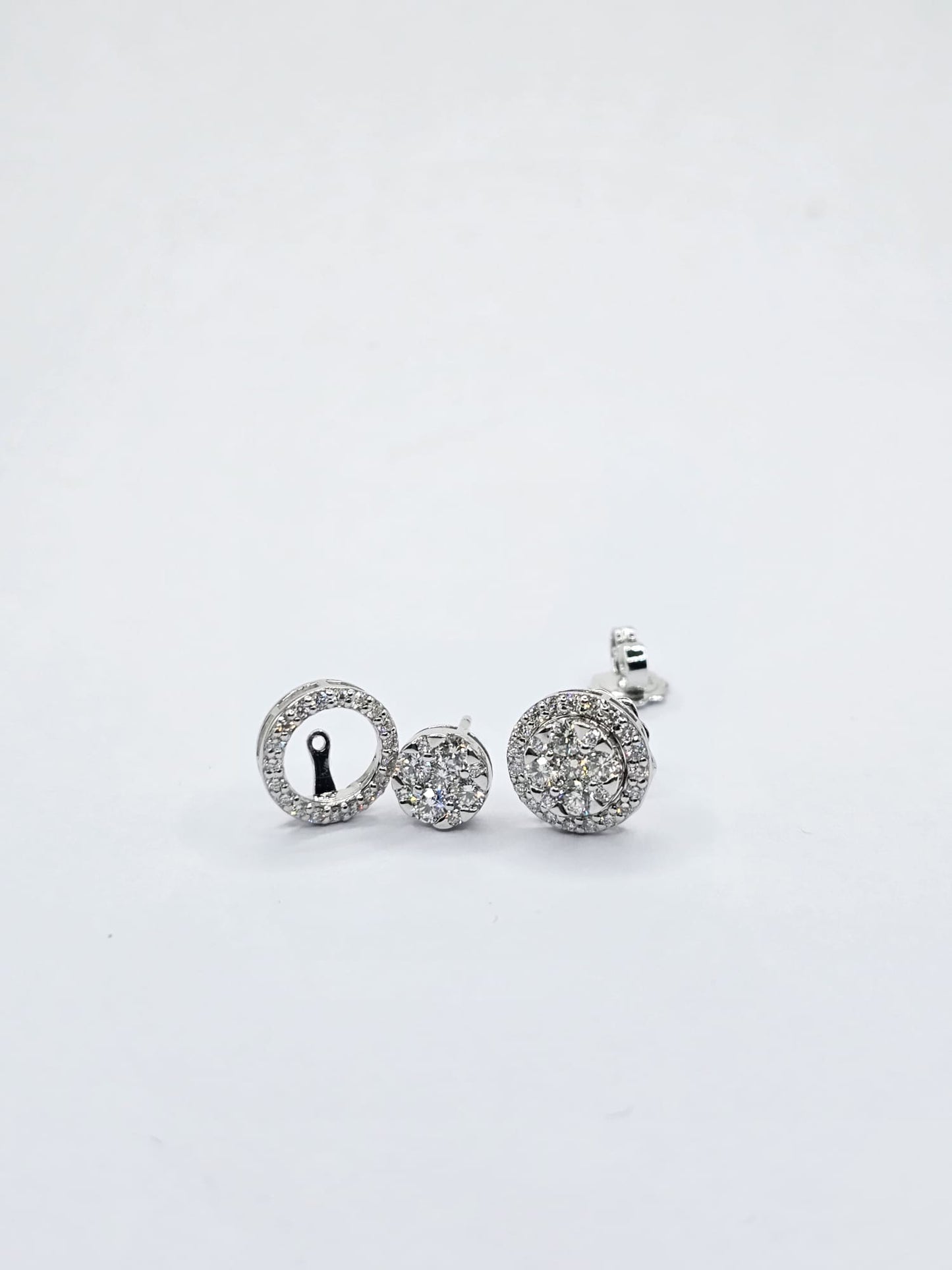 18K White Gold Lab Grown Diamond Halo Pavé Stud Earrings