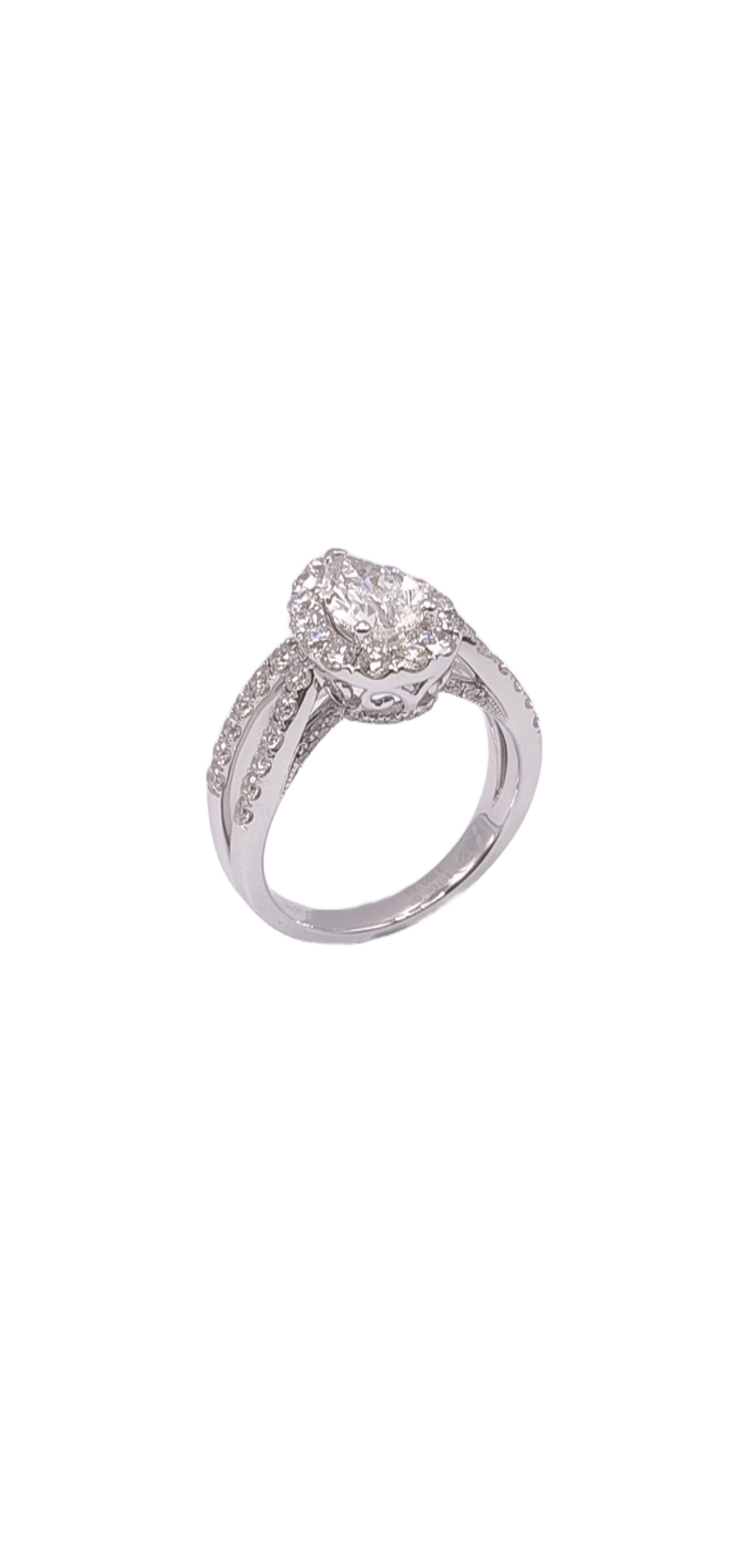 18K White Gold IGI Certified Lab Grown Pear Diamond Halo Engagement Ring