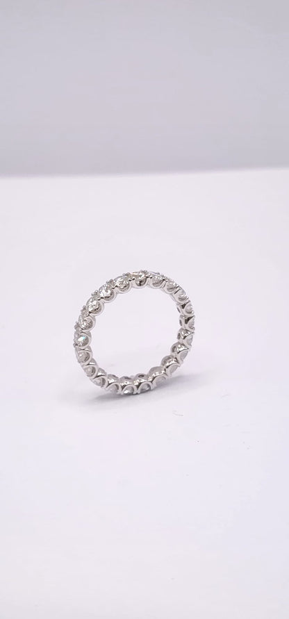 18K White Gold Lab Grown Diamond U-Prong Full Eternity Band