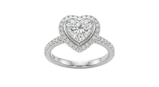 18K White Gold Heart Lab Grown Diamond Ring