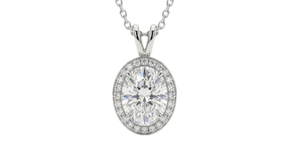 18K 白金橢圓形實驗室培育鑽石吊墜