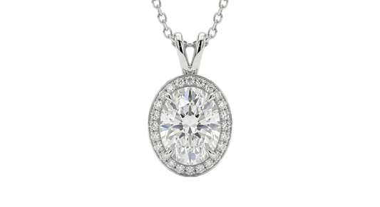 18K White Gold Oval Lab Grown Diamond Pendant