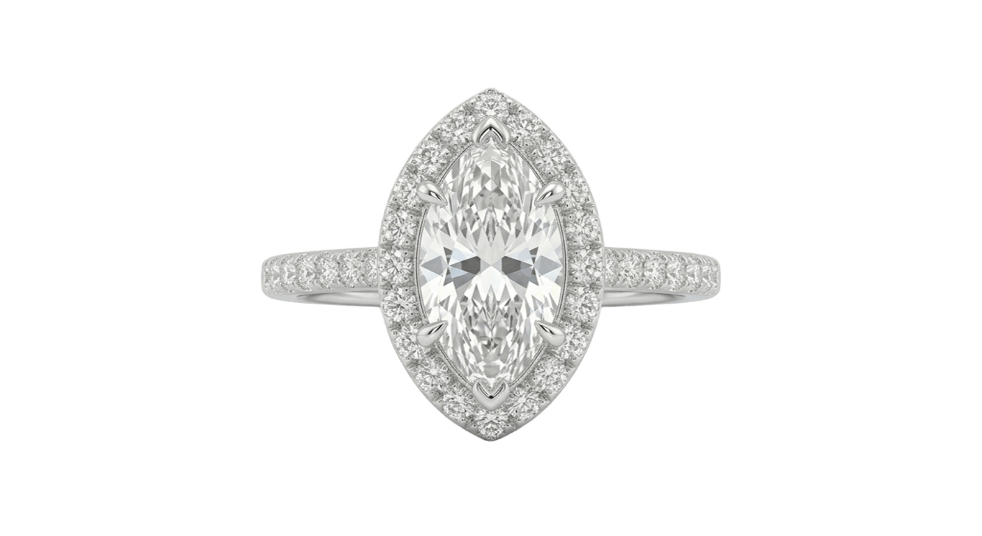 18K White Gold Marquise Lab Grown Diamond Ring