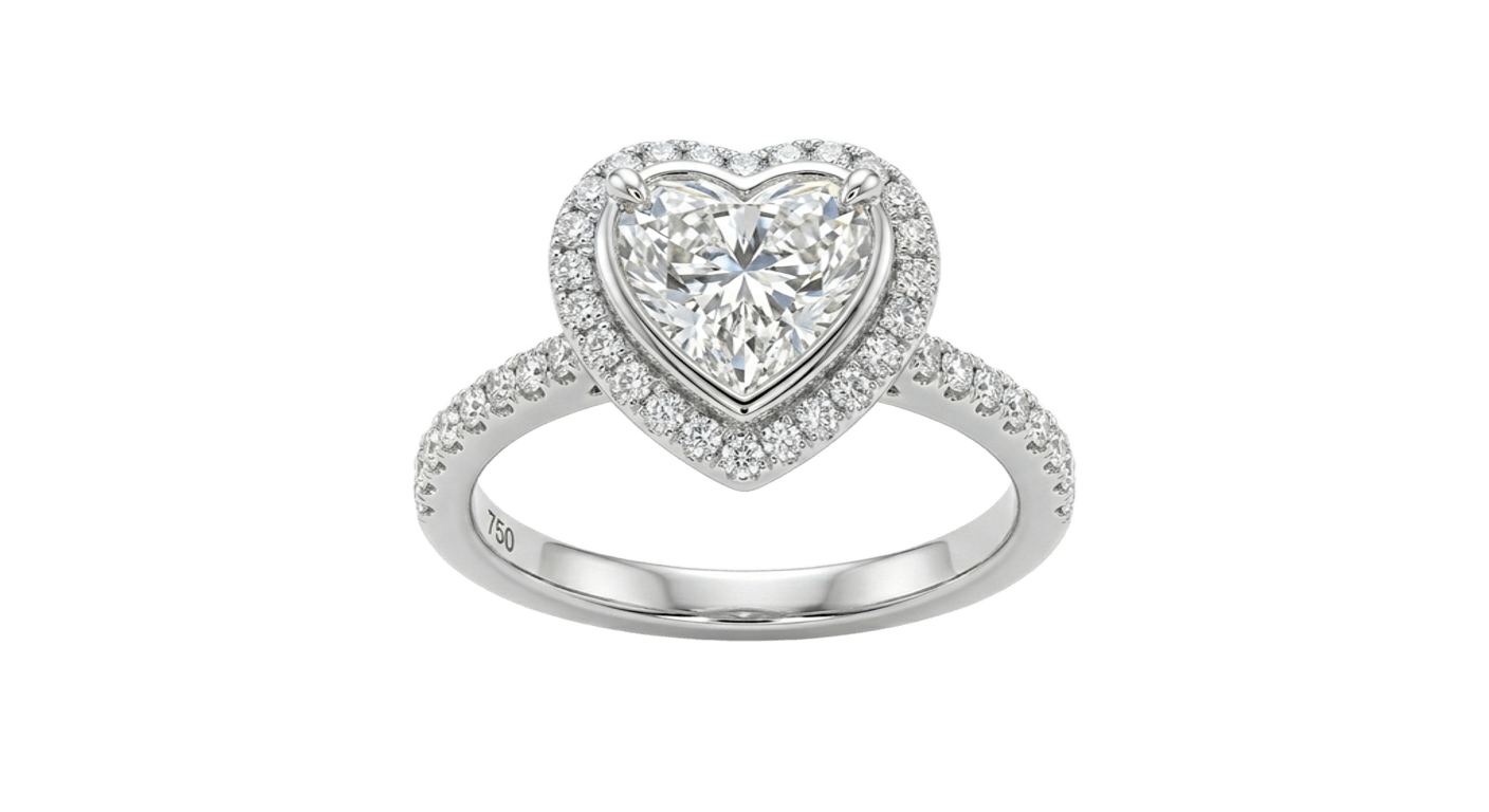 18K White Gold Heart Lab Grown Diamond Ring