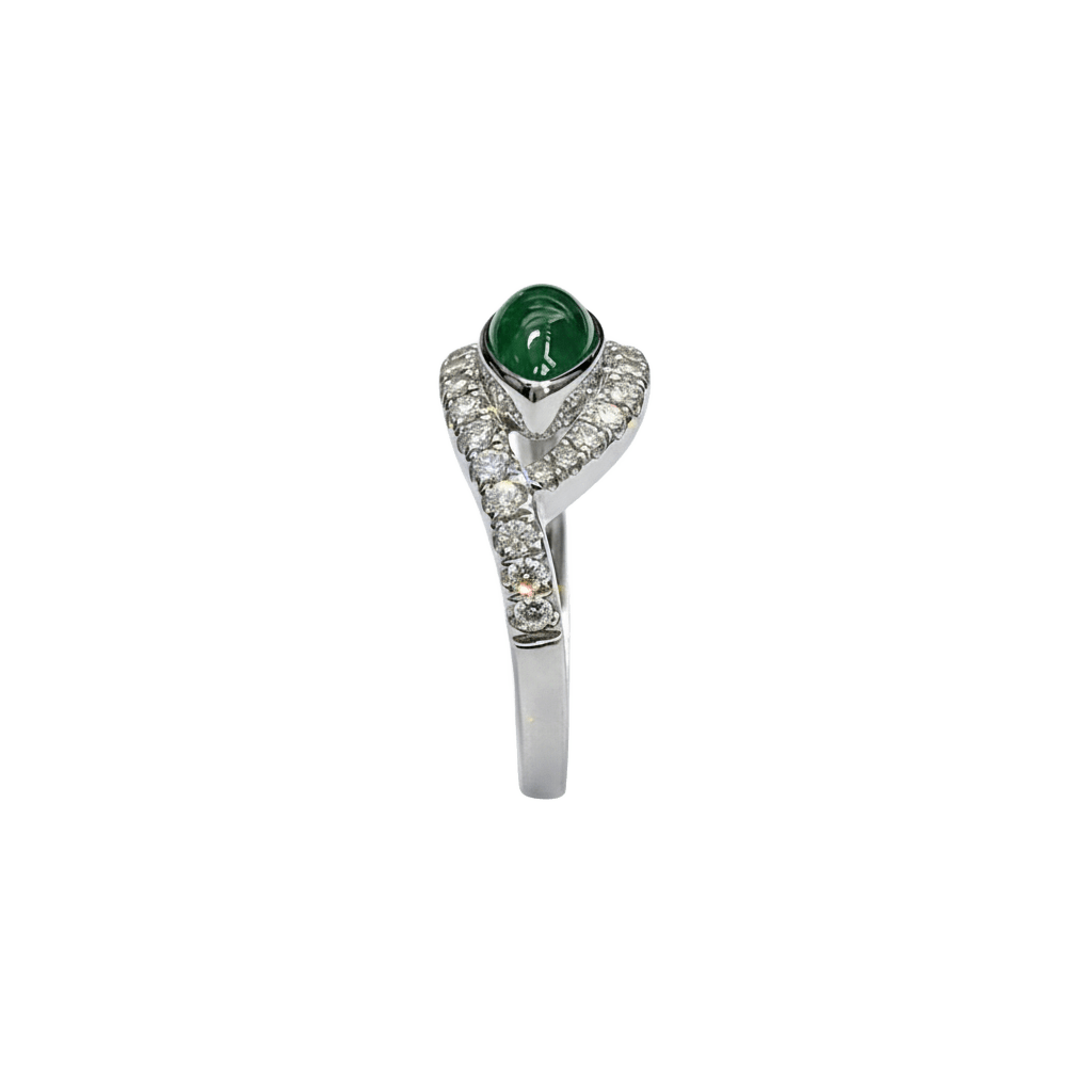 18K White Gold Marquise Jade Diamond Ring