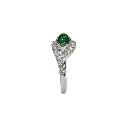 18K White Gold Marquise Jade Diamond Ring