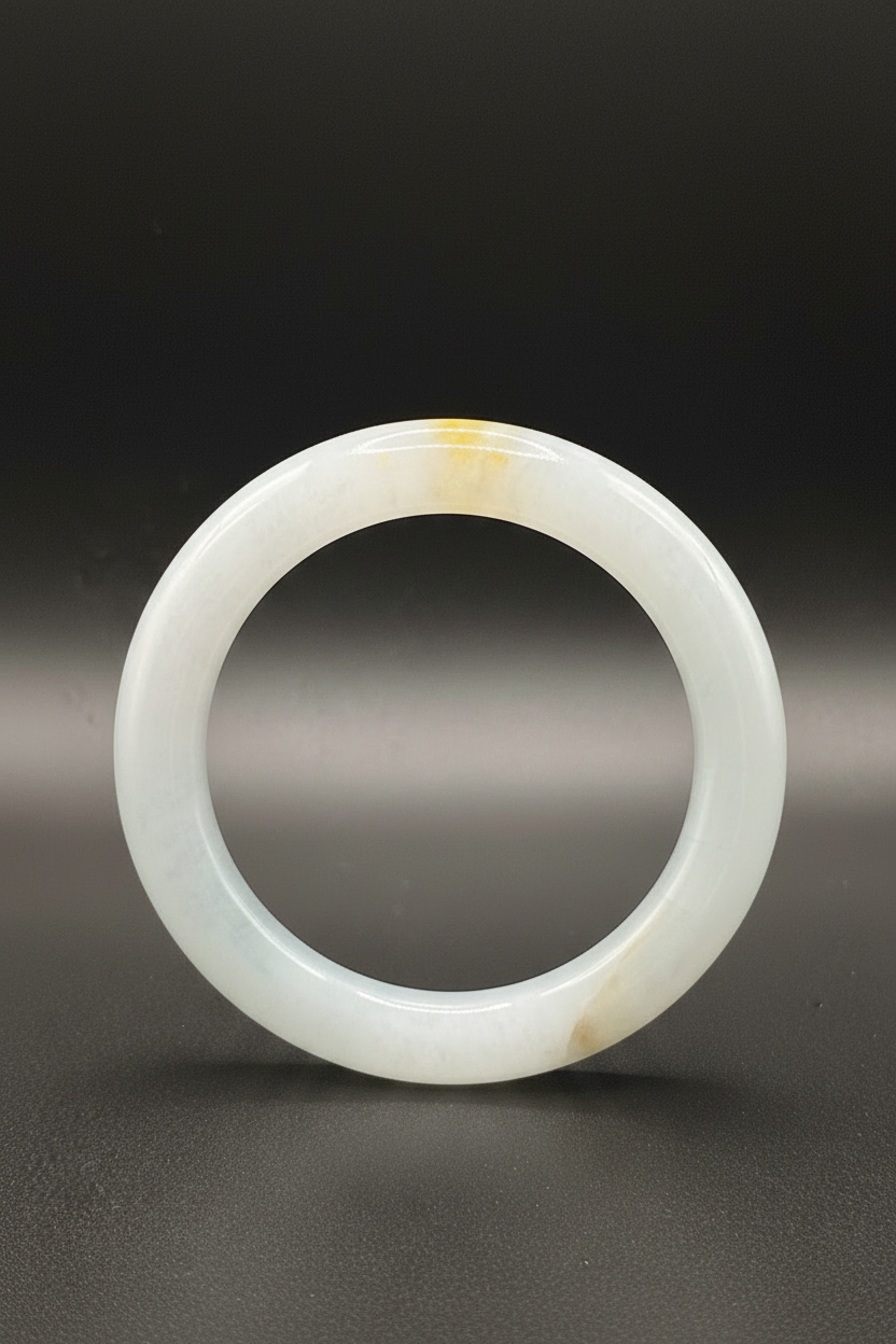 Pale White Golden Jade Bangle