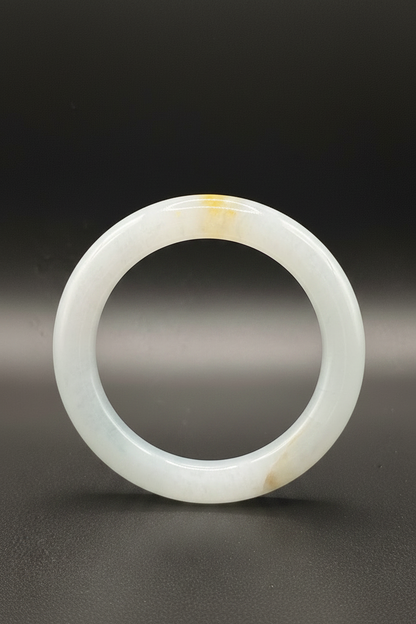 Pale White Golden Jade Bangle