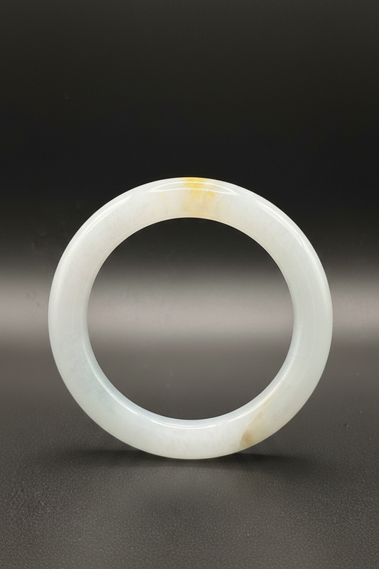 Pale White Golden Jade Bangle
