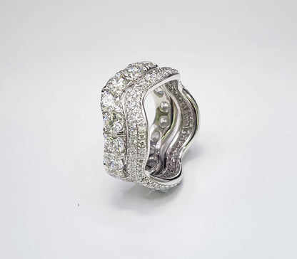 LGD Diamond Wave Ring Set | Scallop & Pavé Eternity Bands