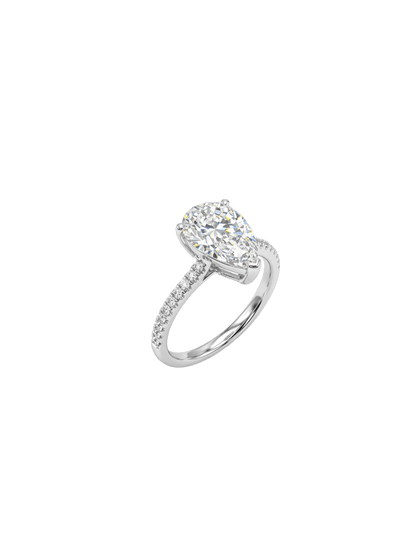 18K White Gold Pear Shape Lab Grown Diamond Ring
