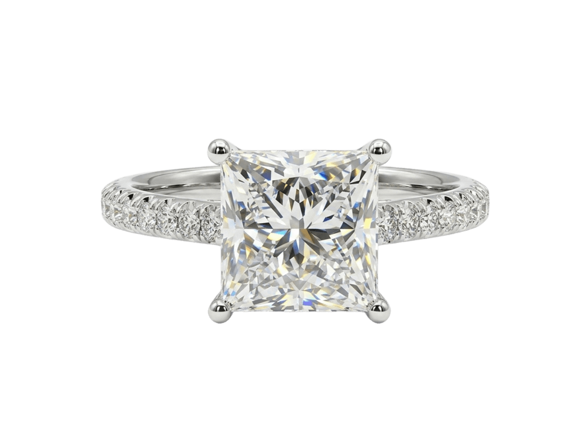 18K白金公主方实验室培育钻石戒指