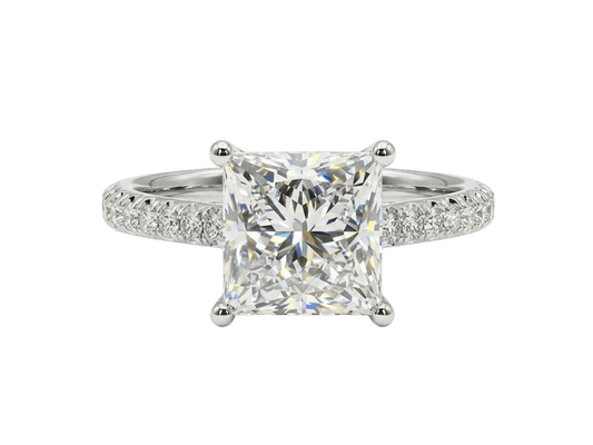 18K White Gold Princess Cut Lab Grown Diamond Ring