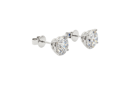 18K White Gold Timeless Round Cut Solitaire Lab Grown Diamond Earrings