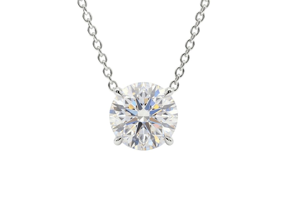 18K Classic Round Cut Solitaire Lab Grown Diamond Necklace