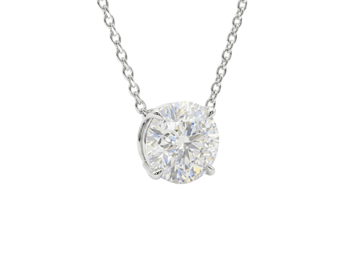 18K Classic Round Cut Solitaire Lab Grown Diamond Necklace