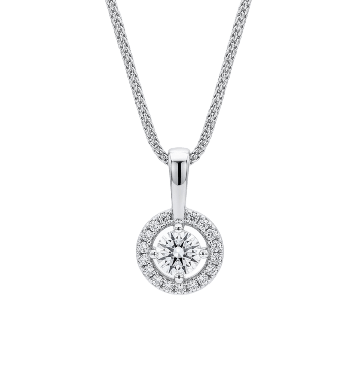 18K White Gold Round Lab Grown Diamond Pendant