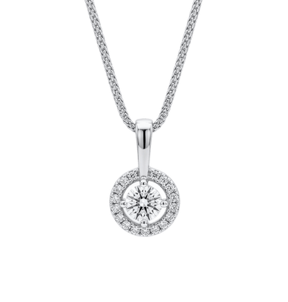 18K White Gold Round Lab Grown Diamond Pendant