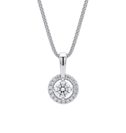 18K White Gold Round Lab Grown Diamond Pendant