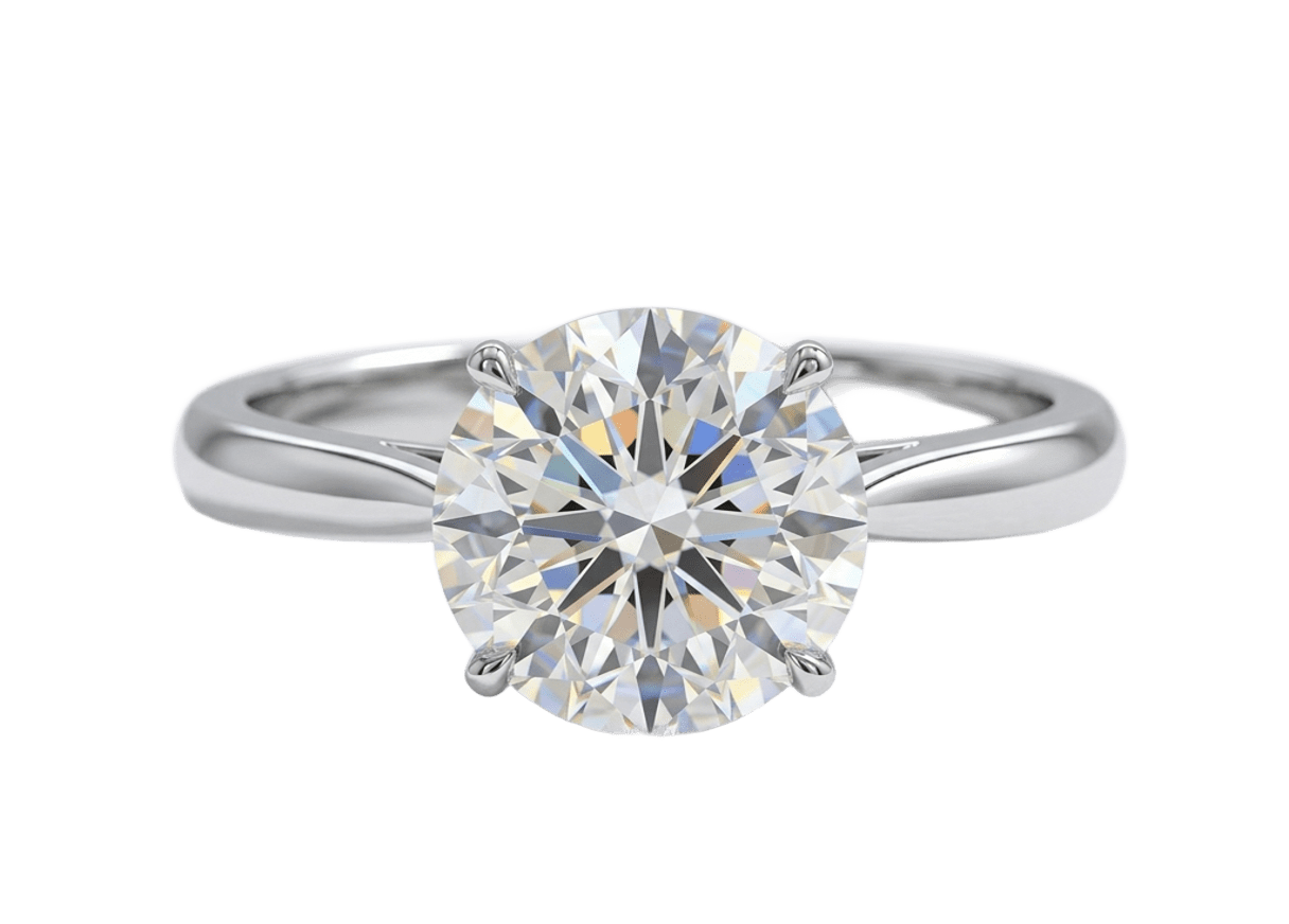 18K White Gold Round Lab Grown Diamond Ring