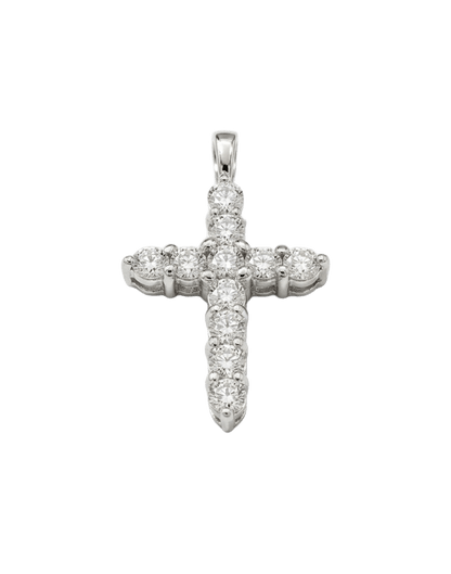 18K White Gold Lab Diamond Cross Pendant