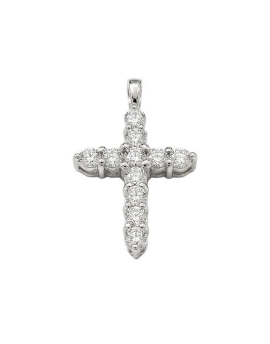 18K White Gold Lab Diamond Cross Pendant