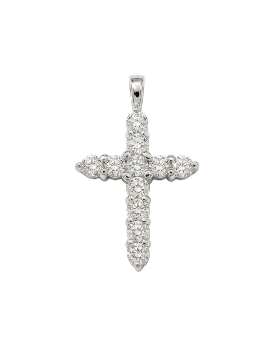 18K White Gold Lab Diamond Cross Pendant