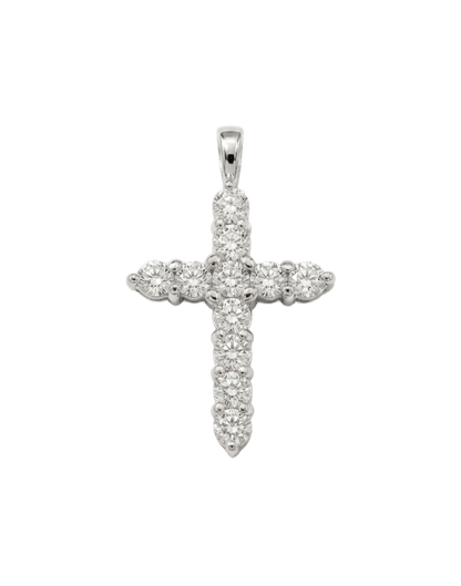 18K White Gold Lab Diamond Cross Pendant