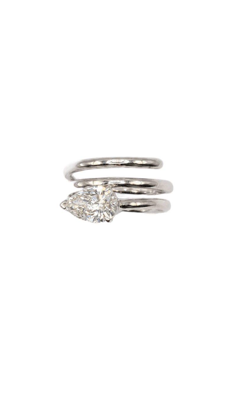 18K White Gold Lab Grown Marquise Diamond Solitaire Engagement Ring