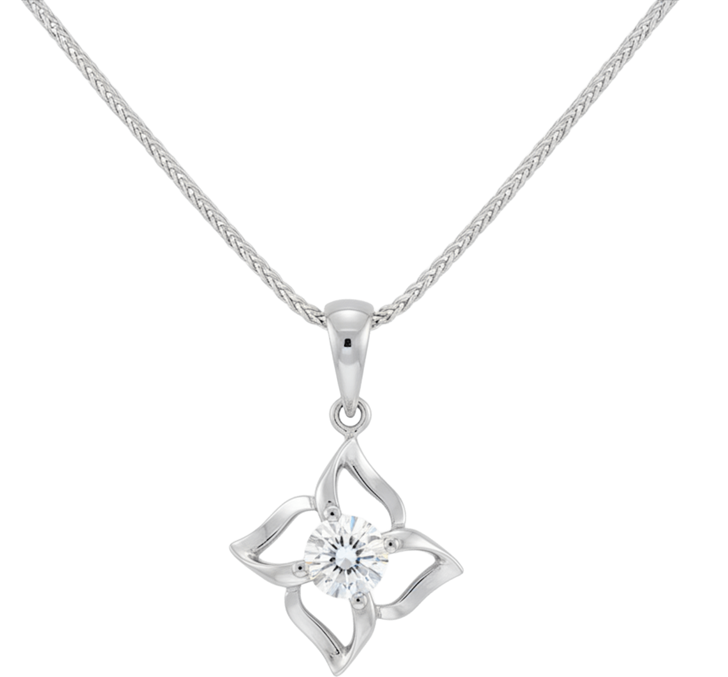 18K White Gold S-Curve Lab-Grown Diamond Pendant