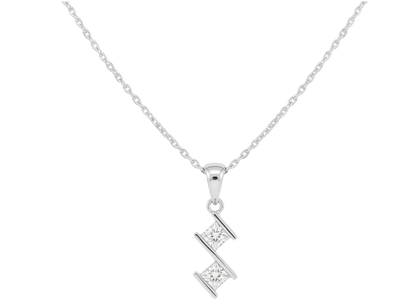 18K White Gold Dual Princess-Cut Lab-Grown Diamond Pendant