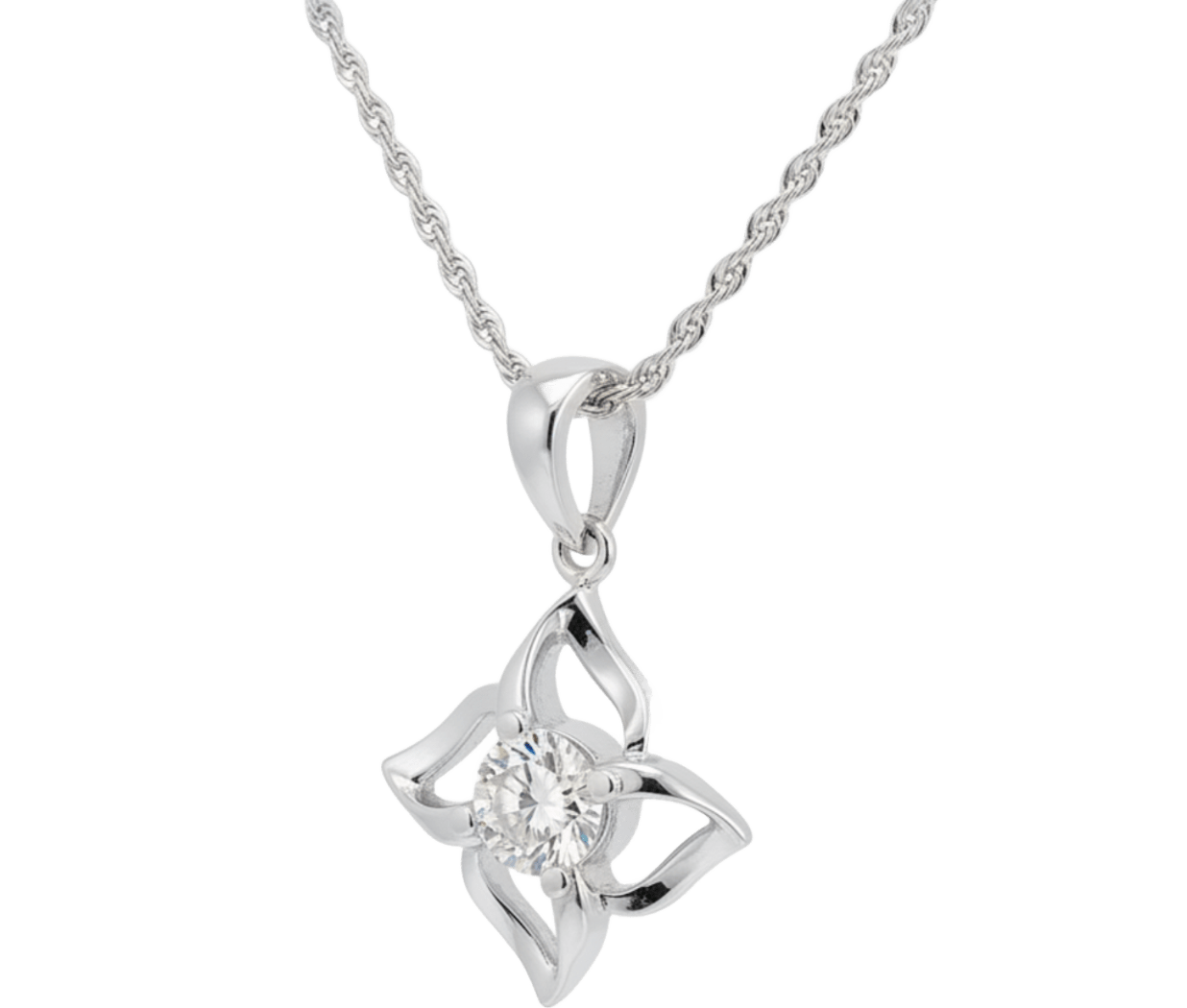 18K White Gold S-Curve Lab-Grown Diamond Pendant