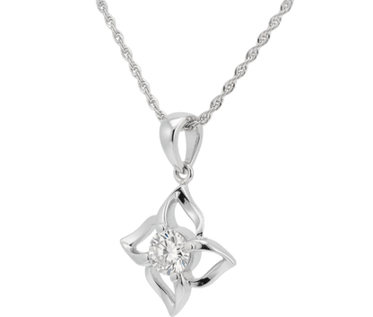 18K White Gold S-Curve Lab-Grown Diamond Pendant