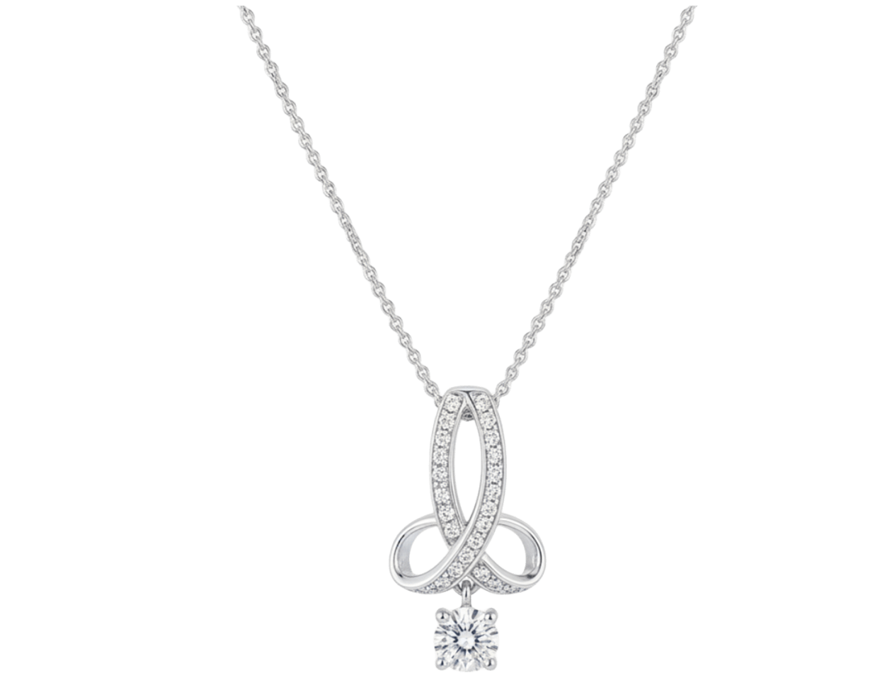 18K White Gold Infinity Ribbon Lab-Grown Diamond Pendant