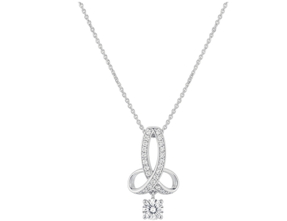 18K White Gold Infinity Ribbon Lab-Grown Diamond Pendant