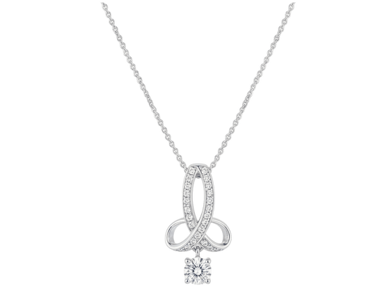 18K White Gold Infinity Ribbon Lab-Grown Diamond Pendant