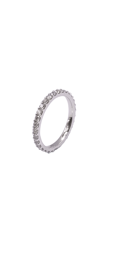 18K White Gold Lab Grown Diamond Scallop Pavé Full Eternity Band
