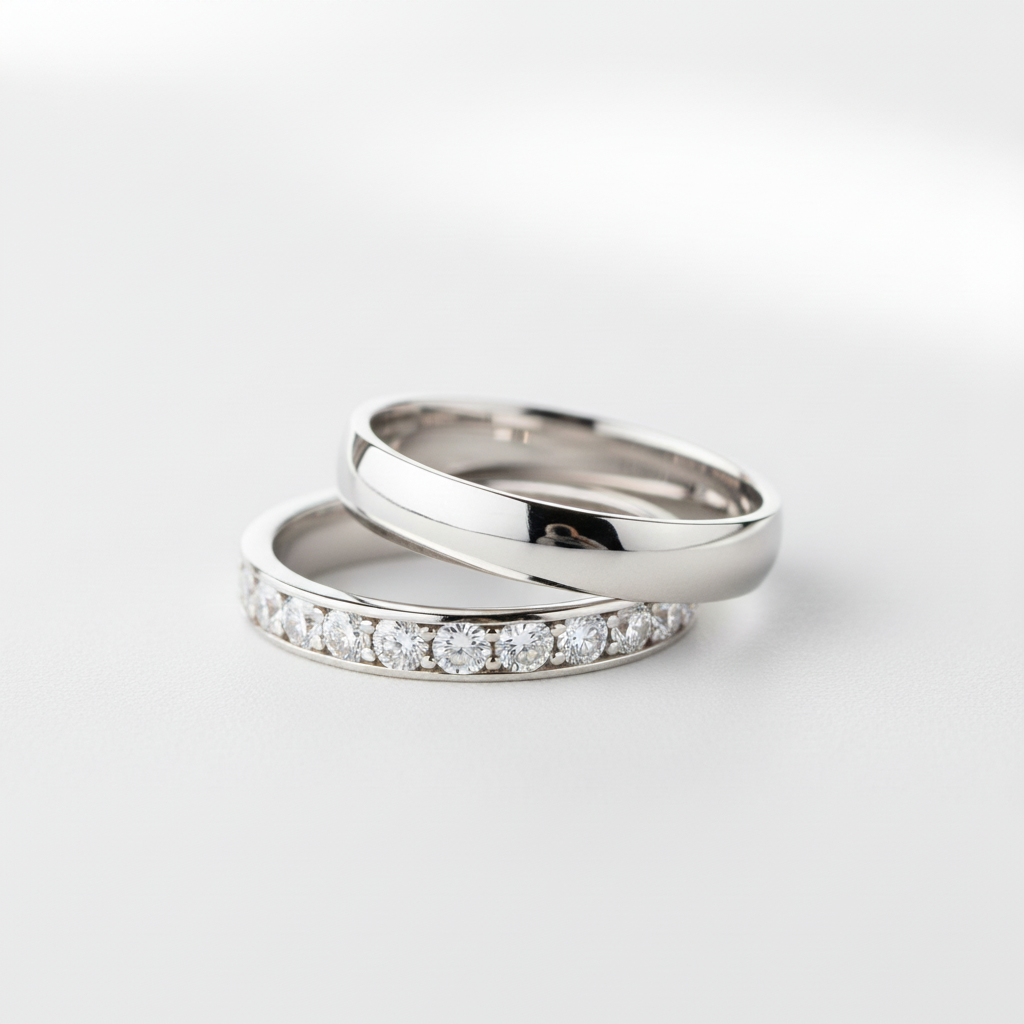 Couple's Wedding Band - White Gold
