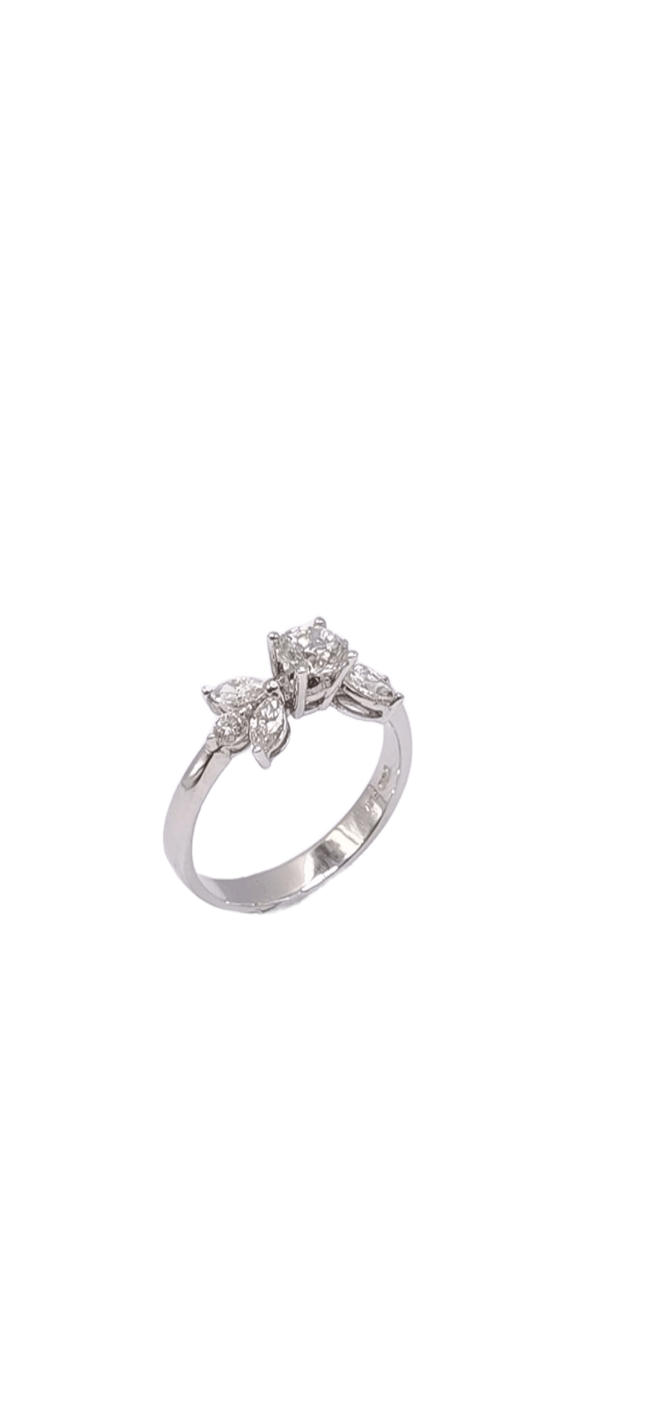 18K White Gold Lab Grown Diamond Marquise Floral Cluster Ring
