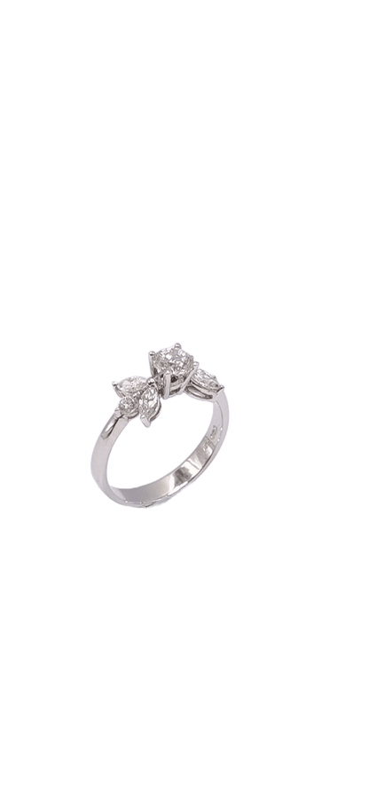 18K White Gold Lab Grown Diamond Marquise Floral Cluster Ring