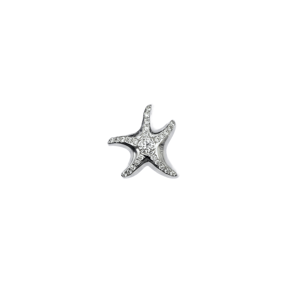 18K White Gold Lab-Grown Diamond Starfish Pendant