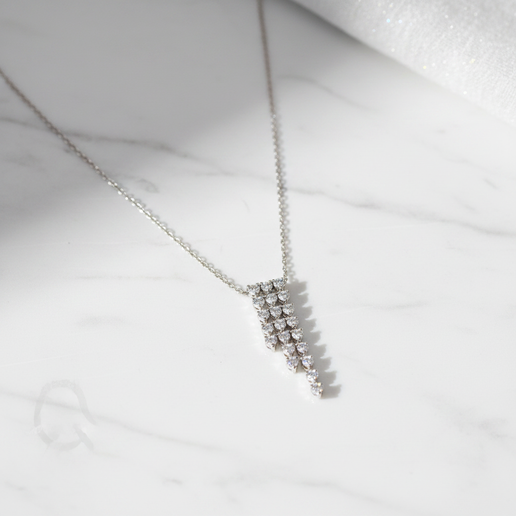 Diamond Waterfall Necklace — Flat Lay